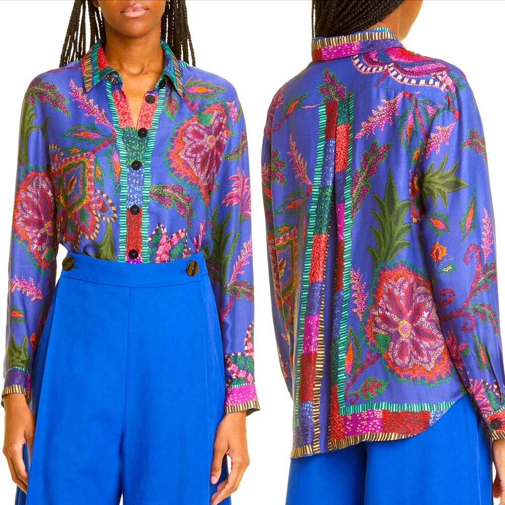 NEW FARM Rio Sunset Tapestry Print Blouse